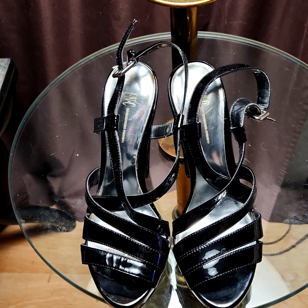 Black strappy platforms